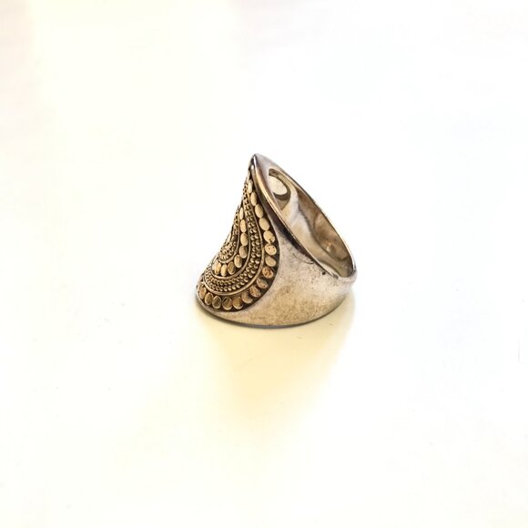 Anna Beck Classic Saddle RIng Womens 9 Two Tone 18K Gold .925 Sterling Silver - Picture 6 of 15